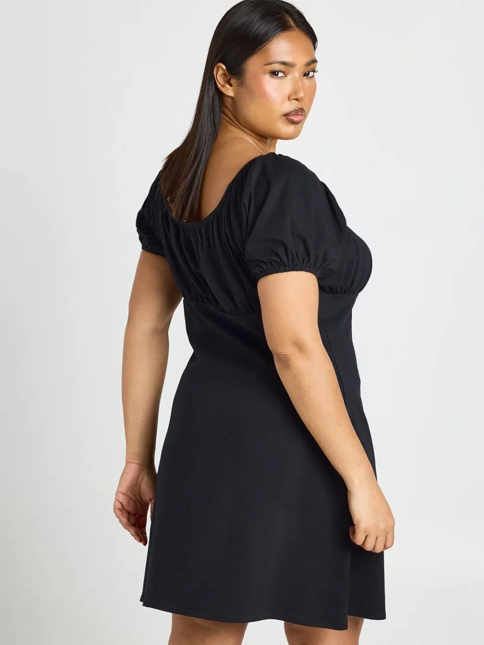 boohoo Dames Plus Katoenen Boerinnetjesjurk Met Korte Mouwen zwart, foto 2