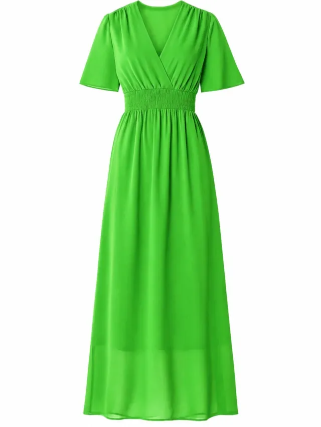 Elara Sommer-Maxikleid mit V-Ausschnitt Hellgrün