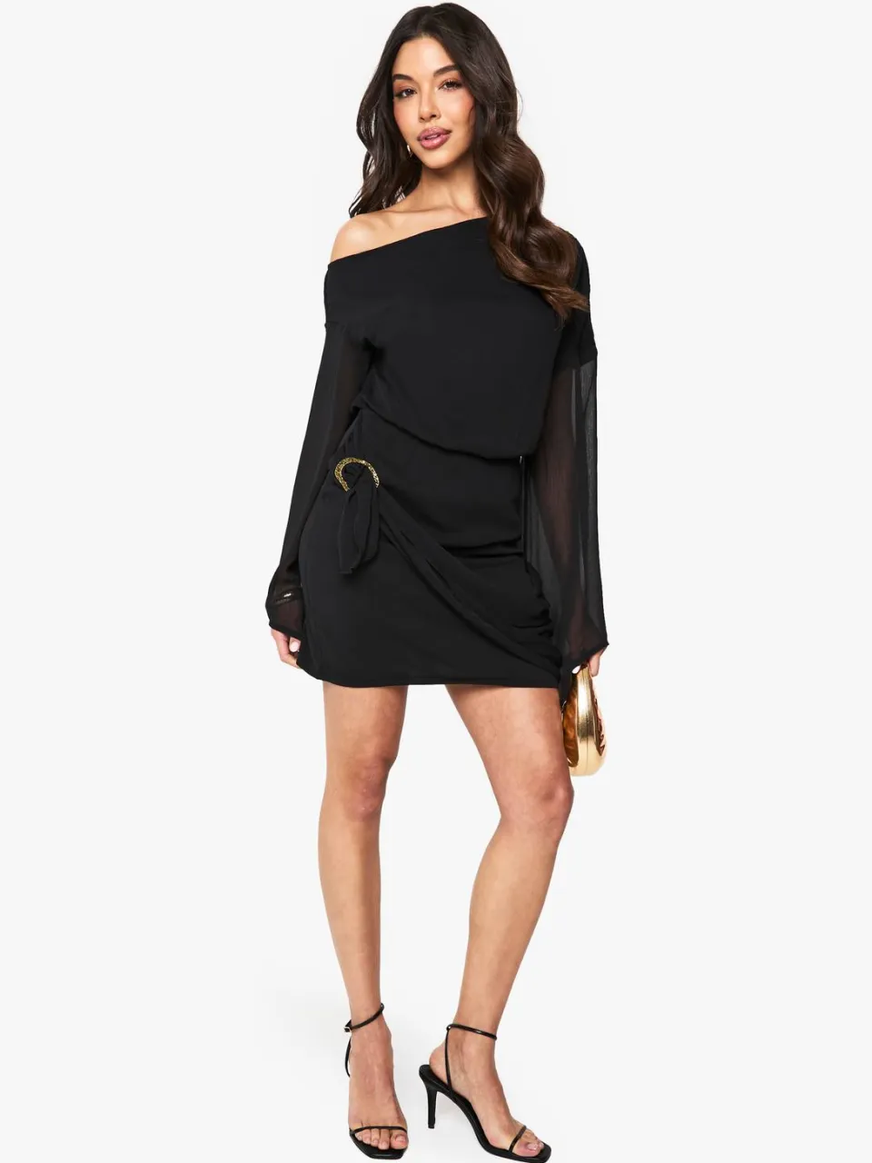 boohoo Dames Trim Riem Wrap Mini Jurk zwart, foto 3