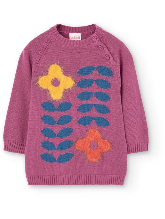 boboli Knitwear Lang Mouw Jurk Roze 12 Months Meisje