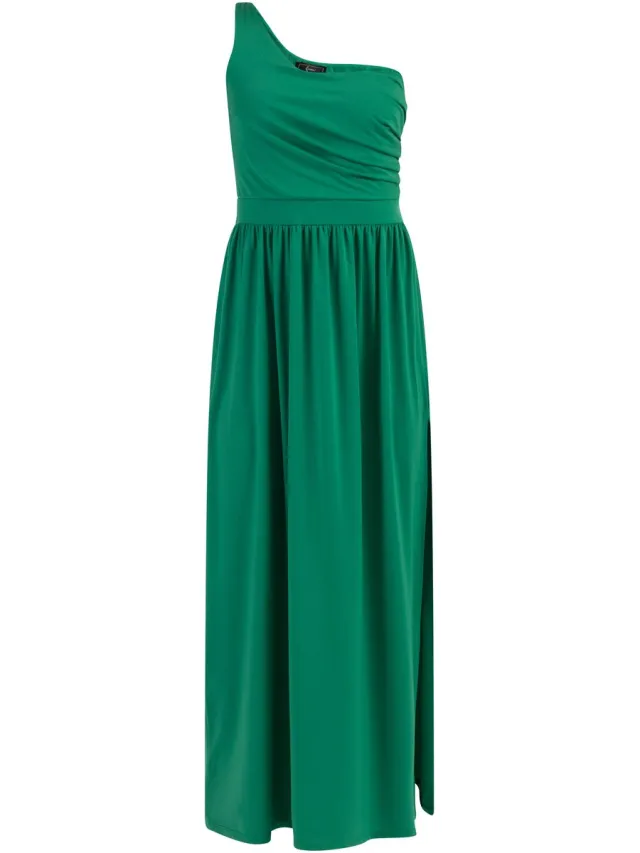 Faina Maxi-jurk met één schouder Bosgroen