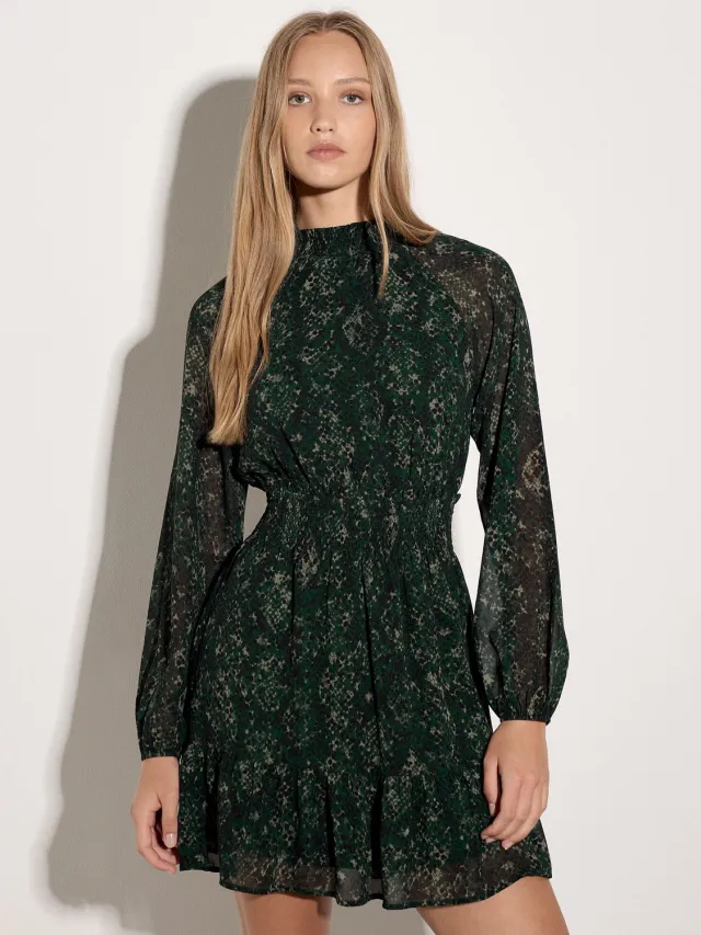 Apricot Mini-jurk van chiffon met slangenprint Mocha