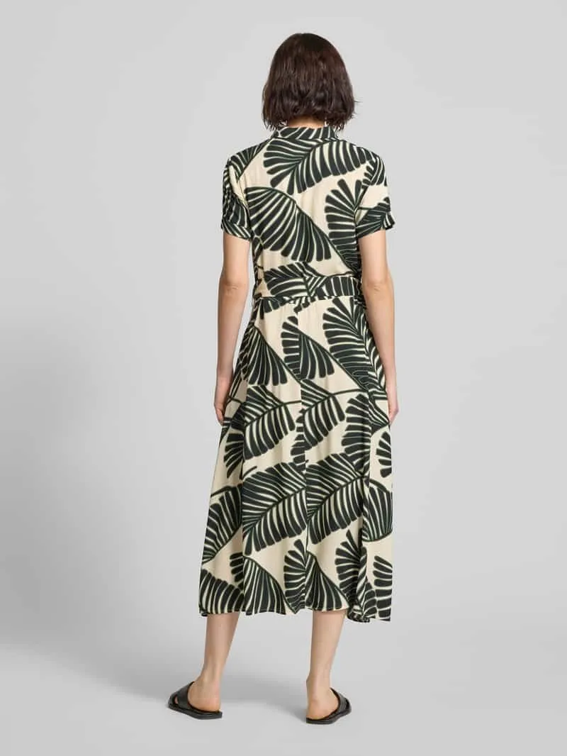 Christian Berg Woman Selection Overhemdjurk van viscose met strikceintuur zand, foto 3