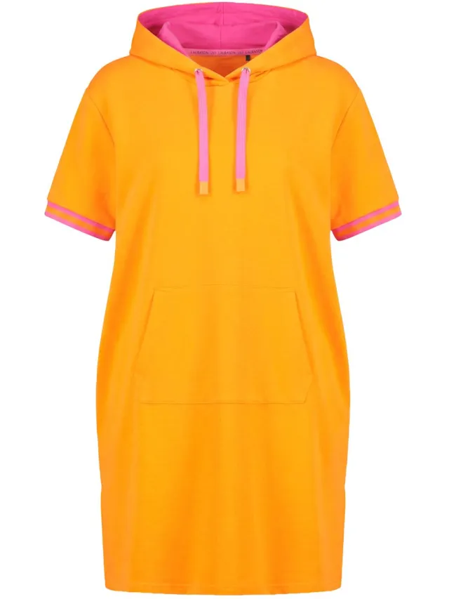 Laurasøn Dames - Strandsweatshirtjurk 1/2 mouw capuchon OEKO-TEX - Fel oranje - Maat 52+