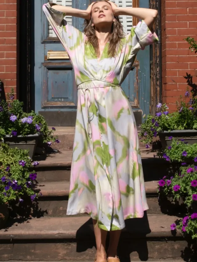 Neu Nomads dames vegan Jurk Carmen Dreamy Print Extra lichtblauw