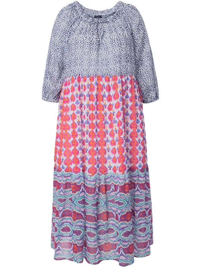 Ulla Popken Dames - Maxi jurken - Aubergine - Maat 50+