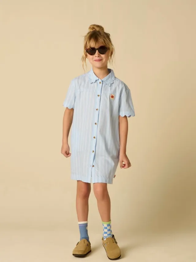 Sissy-Boy Lichtblauwe gestreepte jurk L.Blauw
