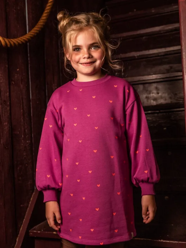 LOOXS REVOLUTION LOOXS Little Meisjes jurk - Maat 116 in de kleur Paars van 87% Cotton 13% Polyester - 2632-7825-844