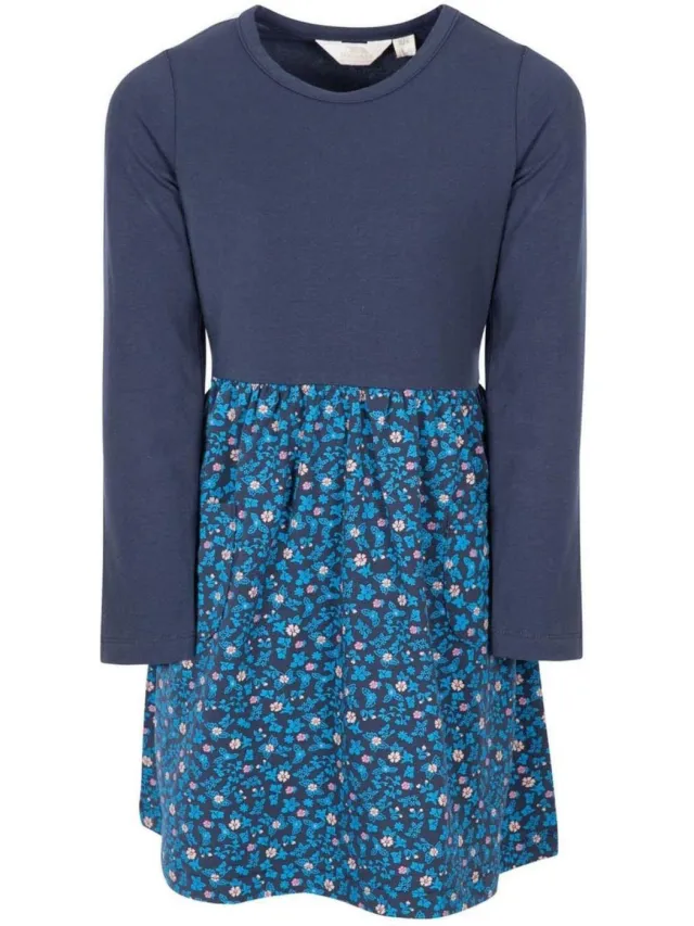 Trespass Meisjesjurk van katoenmix met bloemenprint (Marine) Marineblauw