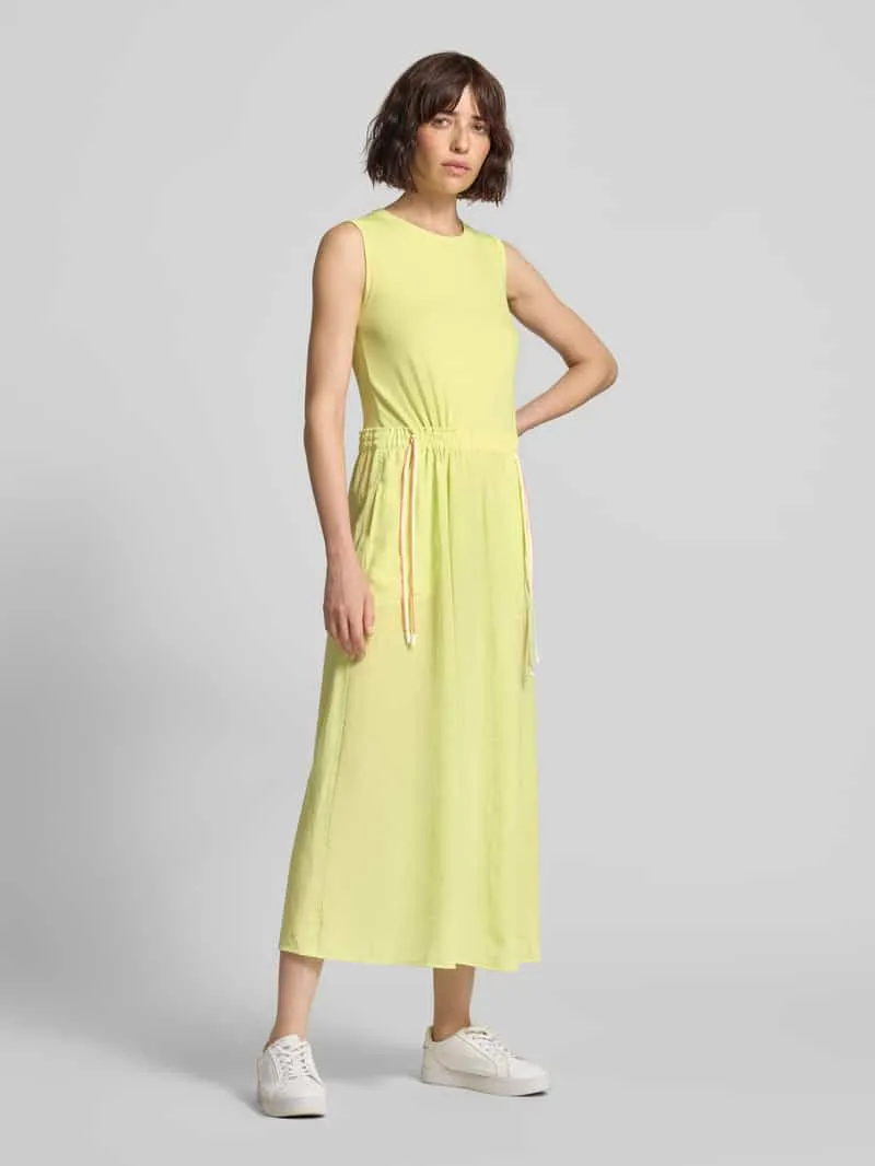 Marc Cain maxi-jurk met trekkoord bij de taille neongeel gemêleerd, foto 3