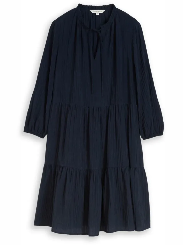 Tom Tailor Crinkle jurk met volants - sky captain blue