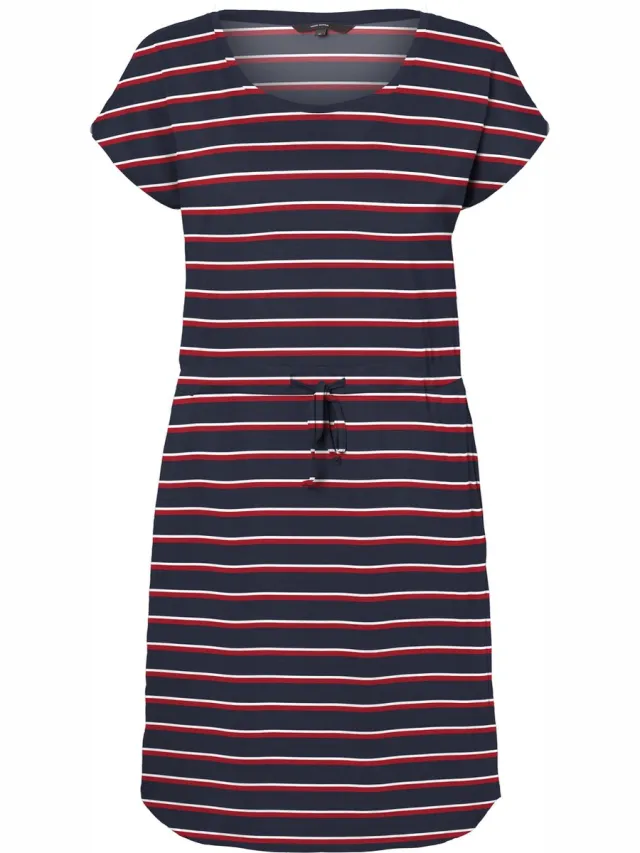 Vero Moda VMAPRIL SS SHORT DRESS GA NOOS Dames Jurk Donkerblauw met rode strepen