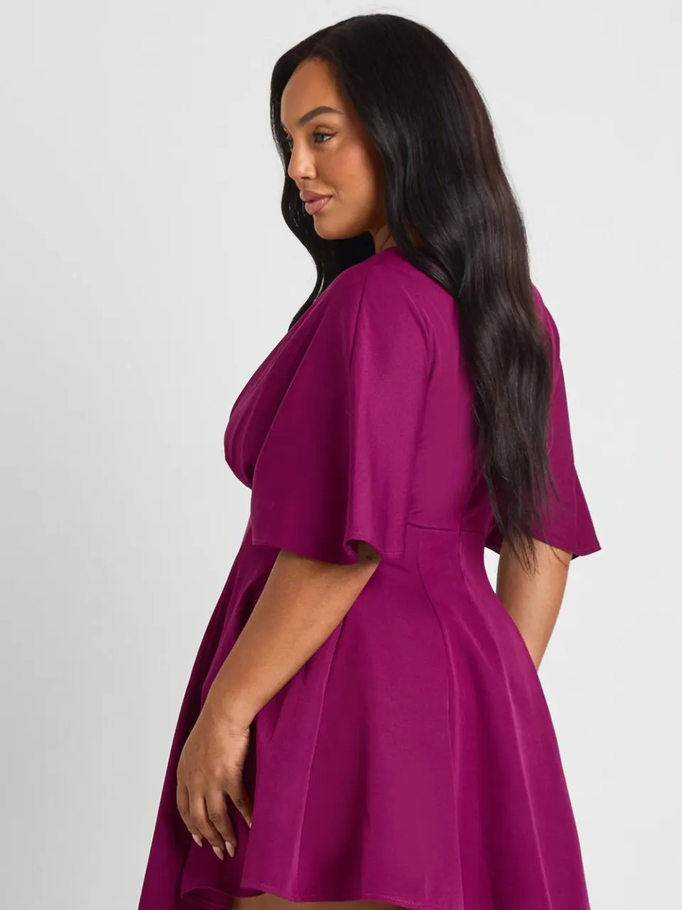 boohoo Dames Plus Geplooide Rok Skaterjurk pruim, foto 3