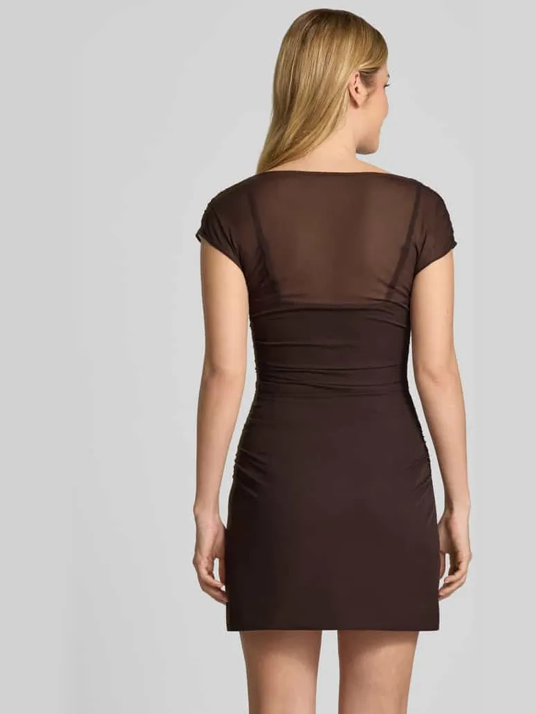 Forever New Cocktailjurk van elastische viscosemix model 'Vivianna' donkerbruin, foto 2