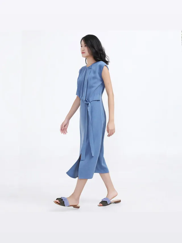 Smart & Joy Side Tie minimalistische midi -jurk hemelsblauw, foto 2