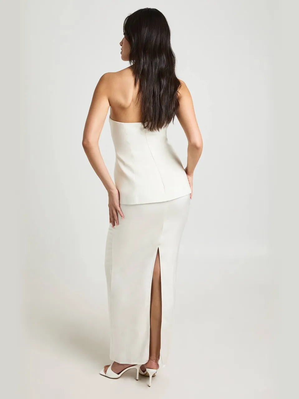 boohoo Dames Bandeau 2-in-1 Geweven Maxi Jurk ivoor, foto 2