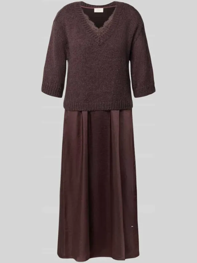 ROBE LÉGÈRE Flatteus vrijetijdsjurk met kant donkerbruin, foto 2