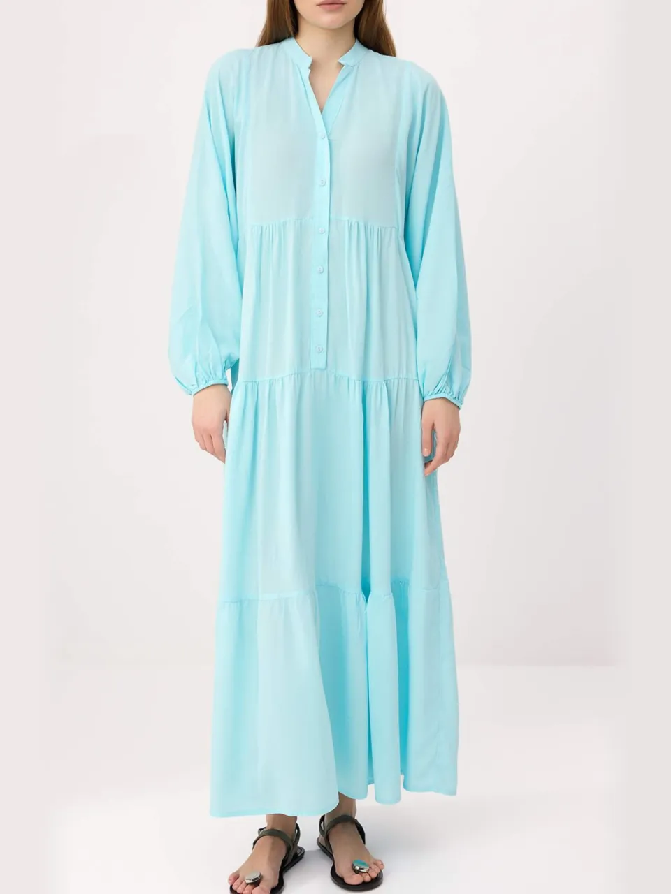 Trendyol Modest Dames Groen Etnisch patroon Maxi Lang Casual A-lijn Modest Jurken, foto 2