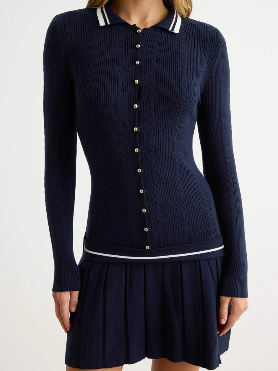 Trendyol TRENDYOLMİLLA Dames Donkerblauw Colorblock Extra Kort Super Mini Lang Bodycon Jurken marineblauw/blauw, foto 2