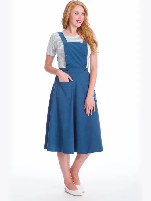 Dancing Days BOOK SMART PINAFORE Flare jurk - L - Blauw