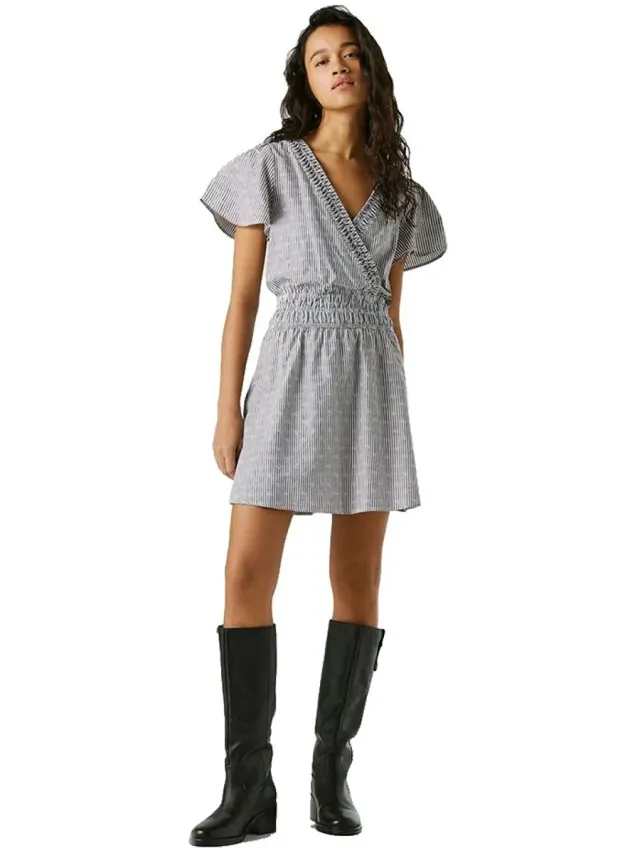 Pepe Jeans Cinsy Korte Mouwen Korte Jurk Grijs L Vrouw Union Blue