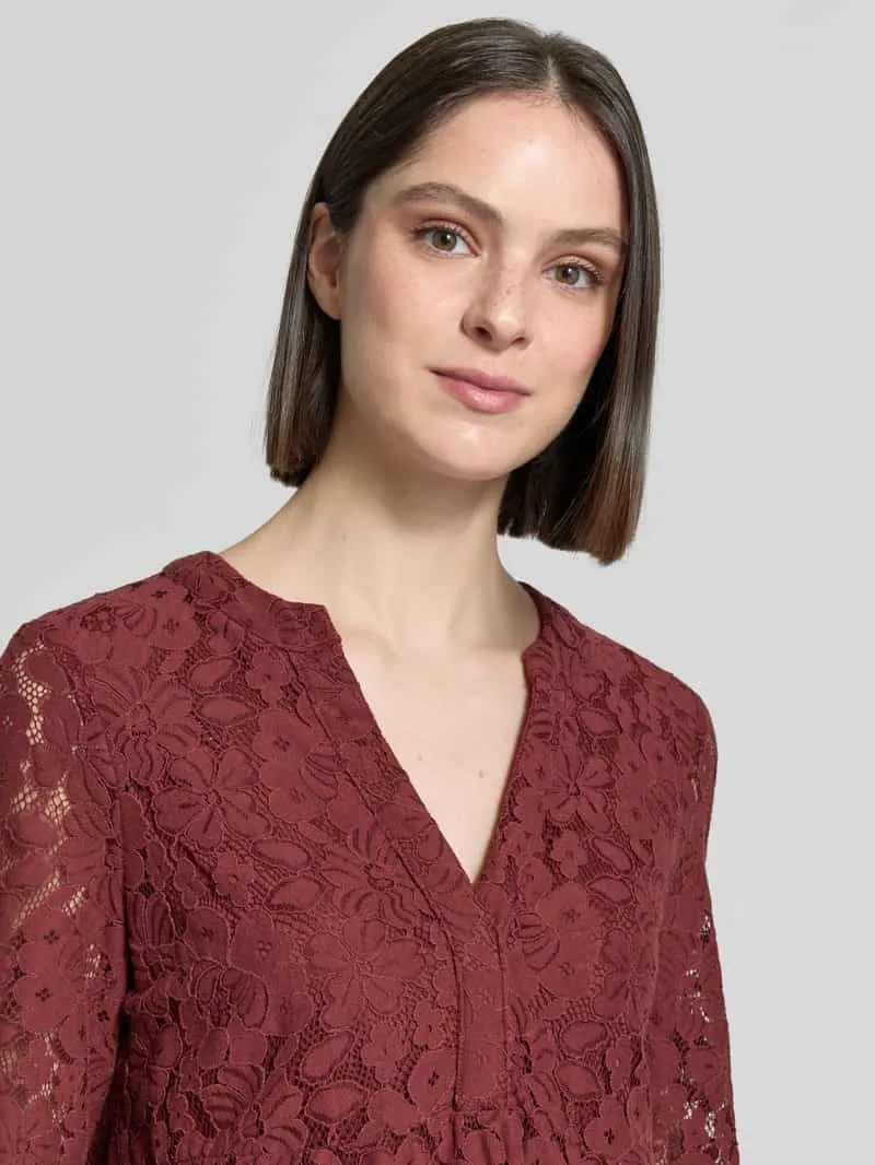 Vero Moda loose fit kanten jurk van katoenmix model 'HONEY' bordeaux, foto 5
