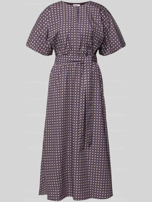 Rich & Royal Midi-jurk in all-over look met Strikceintuur aubergine, foto 2