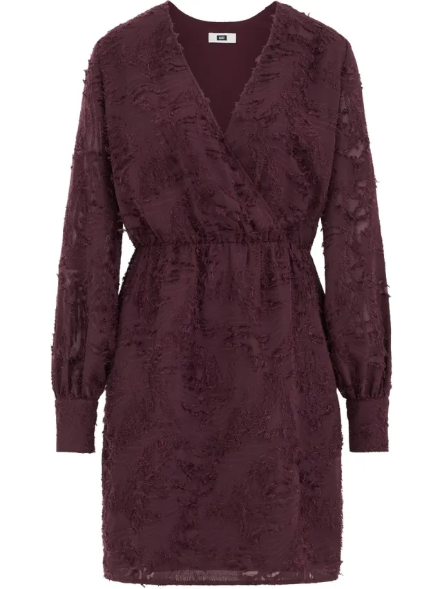WE Fashion Dames jurk met jacquard burgundy red