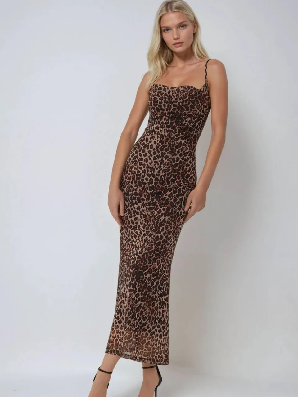 Hiccup Geprinte Bodycon Maxi Jurk bruin, foto 2