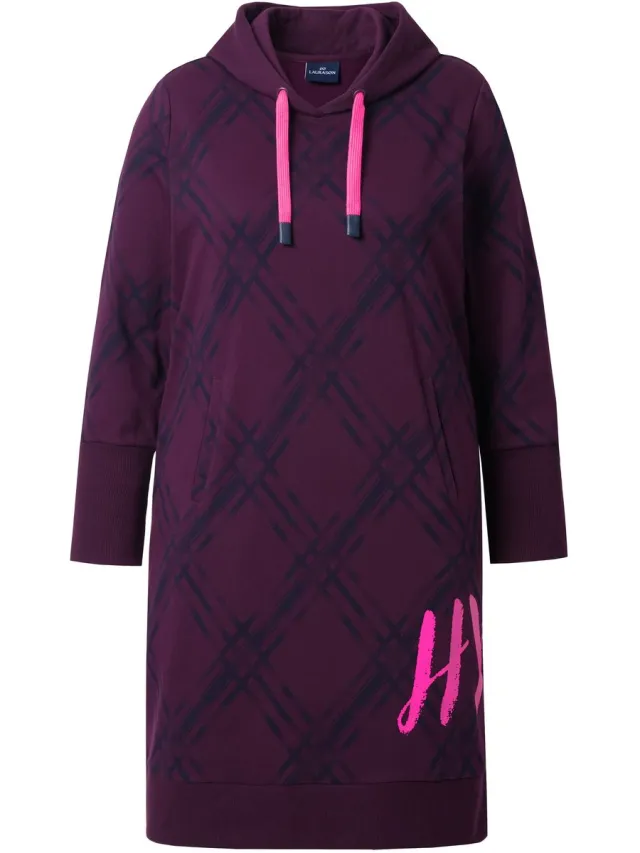 Laurasøn Dames - Sweatjurk capuchon lange mouw - Inktblauw - Maat 44+