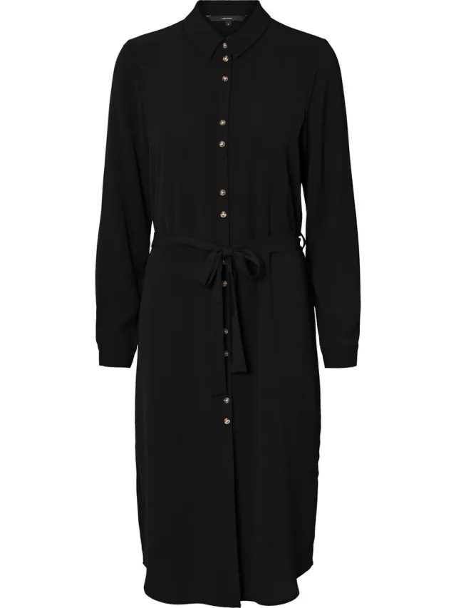 Vero Moda VMSASHA SHIRT L/S DRESS GA Dames Jurk Zwart