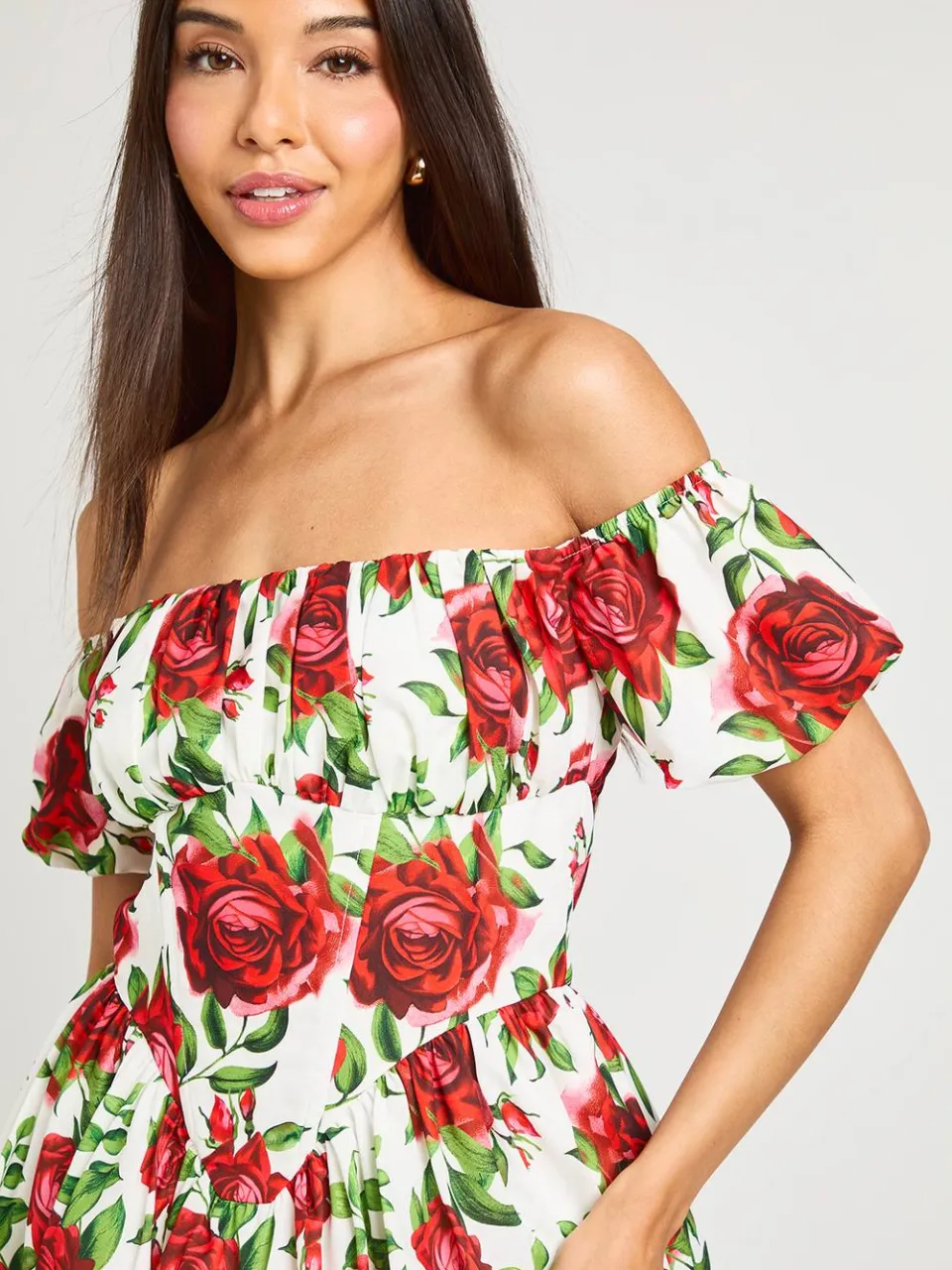 boohoo Dames Bloemenjurk Met Corsetdetail Mini rood, foto 4