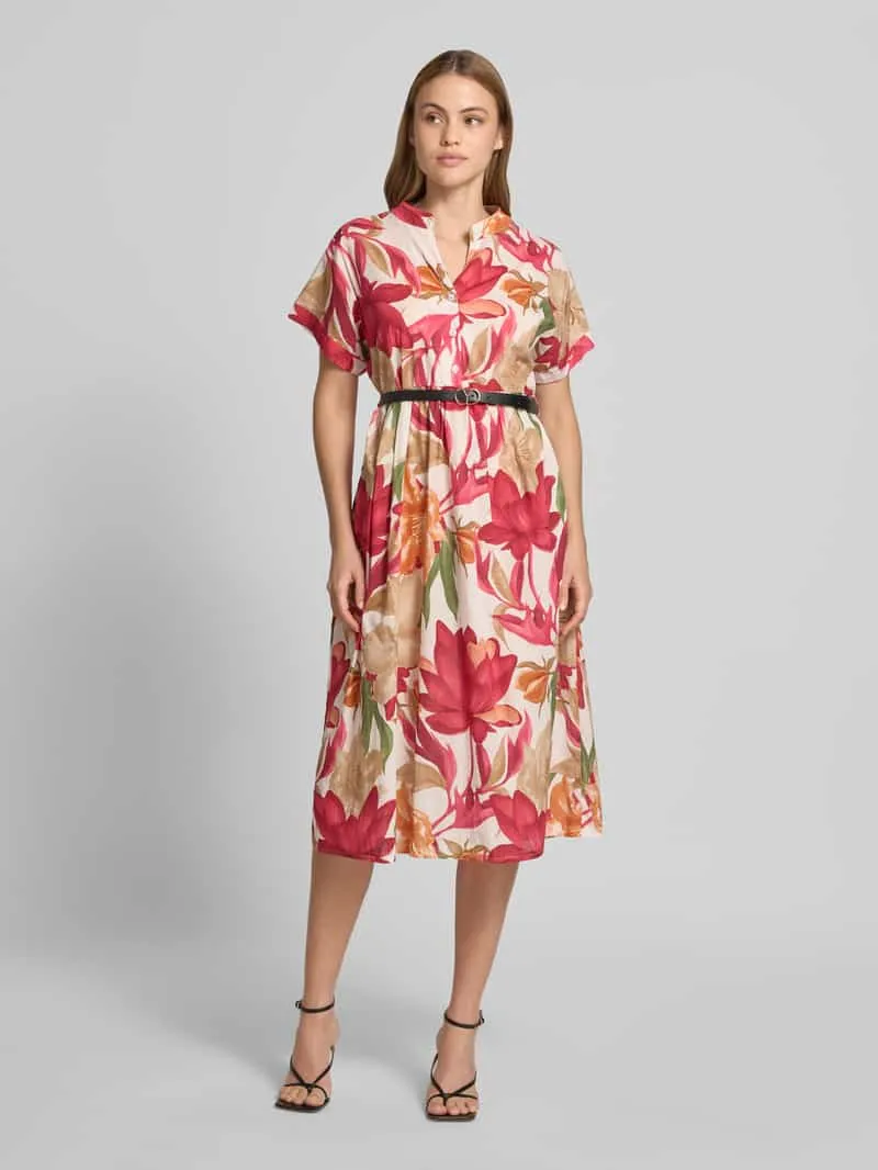 ZABAIONE midi-jurk met riem model 'Za44ritii' Felroze