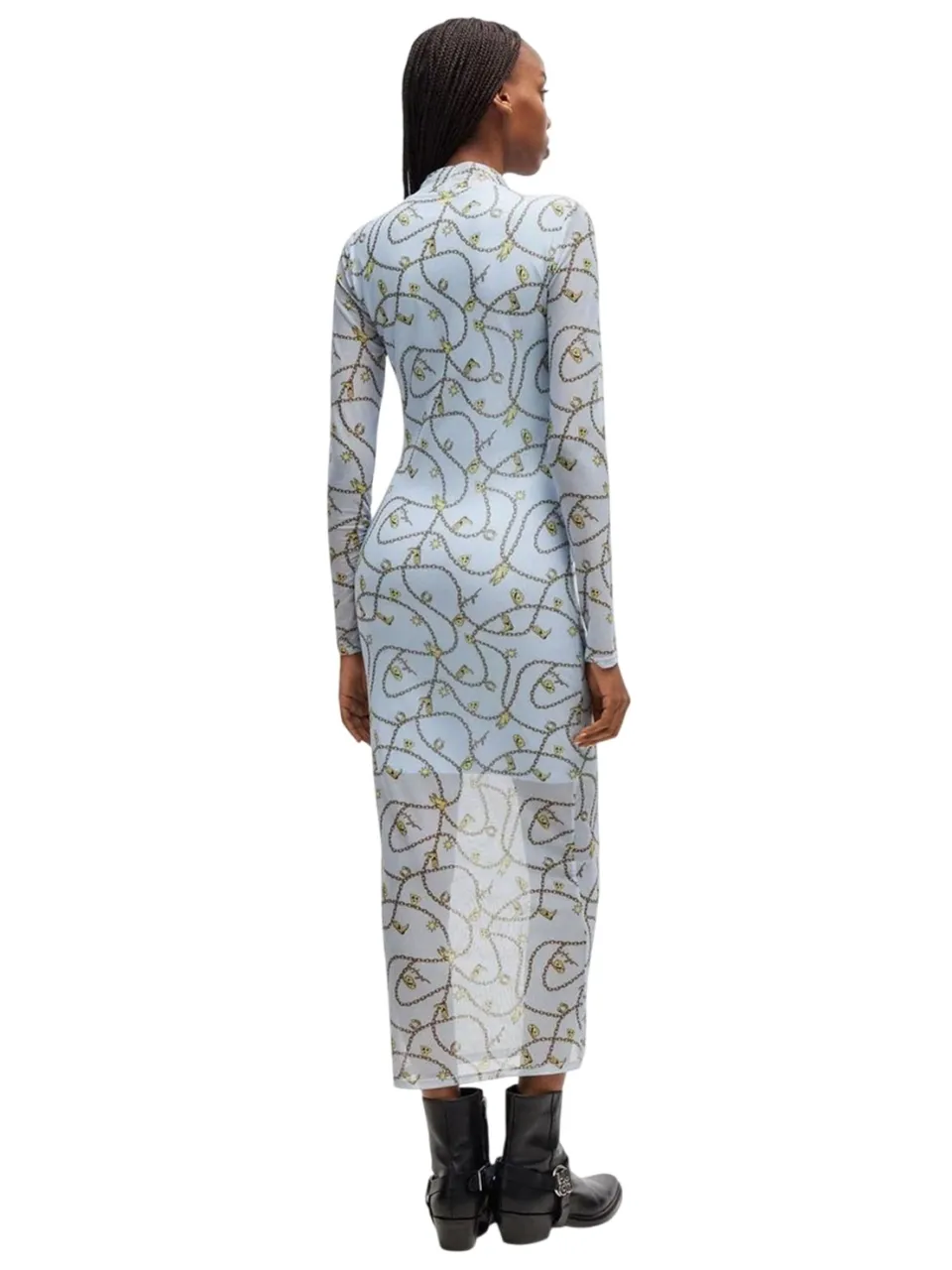 Hugo Nasuse 2 mesh-maxi-jurk voor dames (Blauw)
