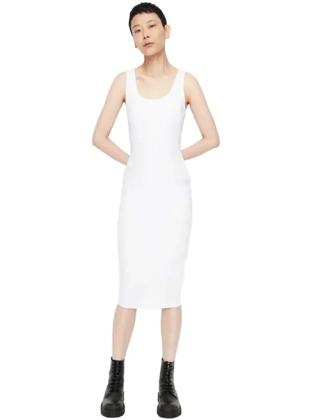 Armani Exchange 8nyacm Mouwloze Jurk Wit L Vrouw Optic White