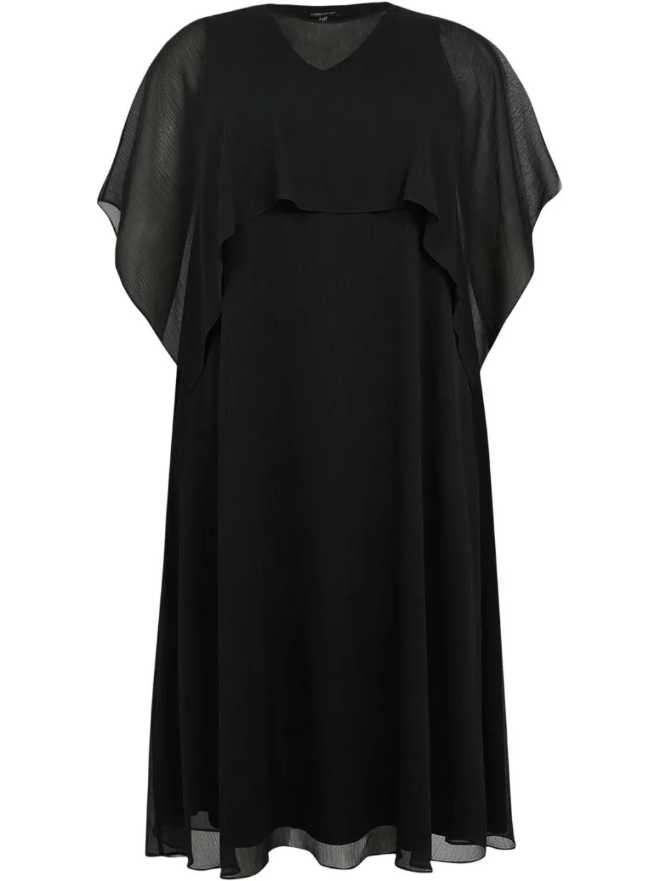 Yoek Chiffon maxi-jurk zwart, foto 3