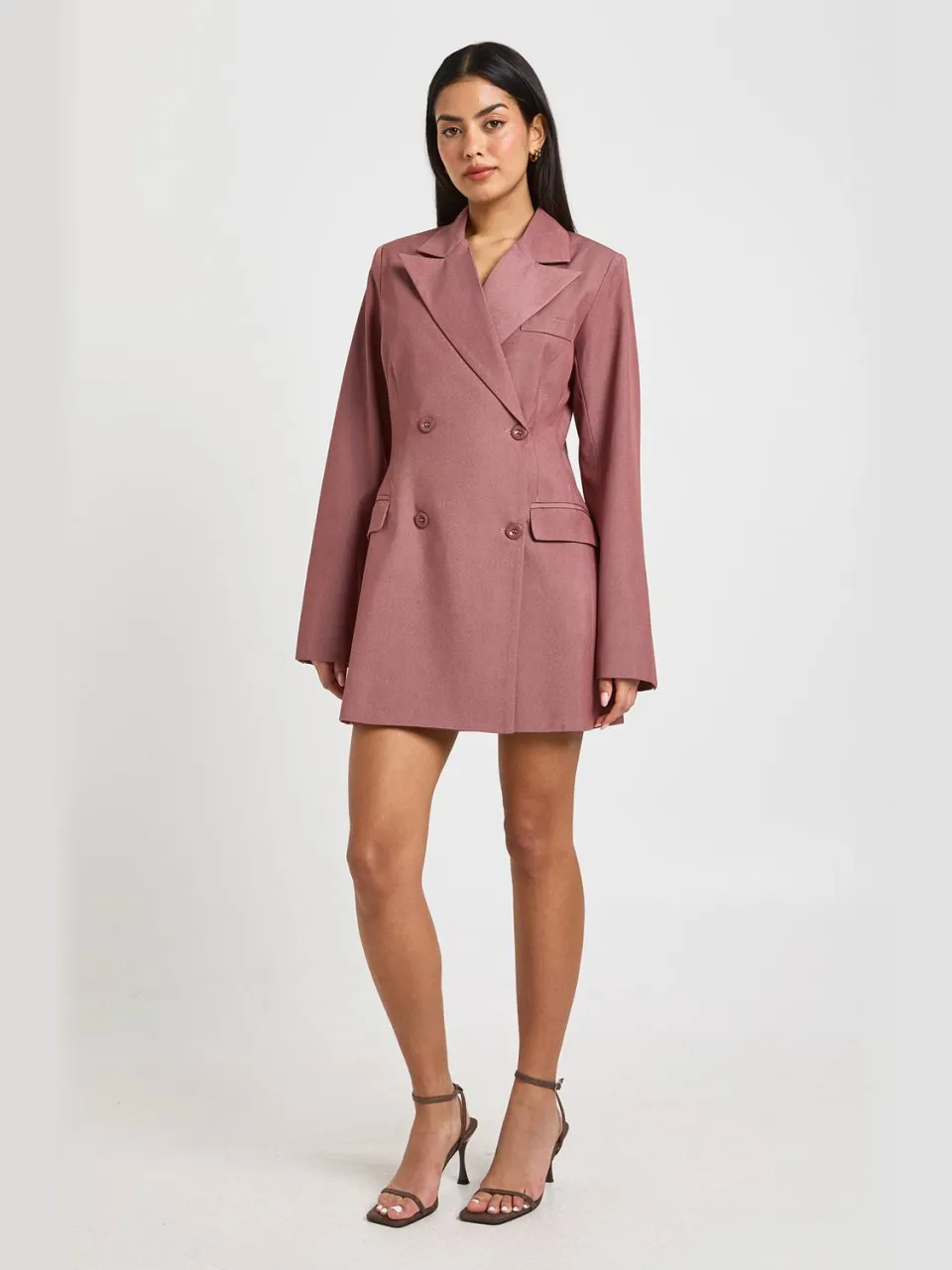 boohoo Dames Schoudervulling Blazer Jurk dusty mauve, foto 3