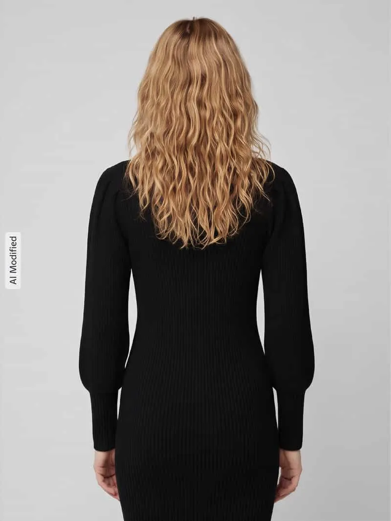 Only ONLKATIA gebreide jurk zwart, foto 6