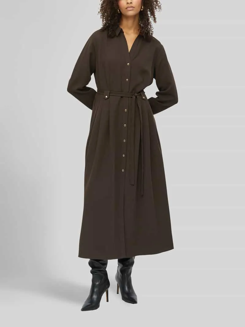 s.Oliver midi blousejurk met ceintuur donkerbruin, foto 6