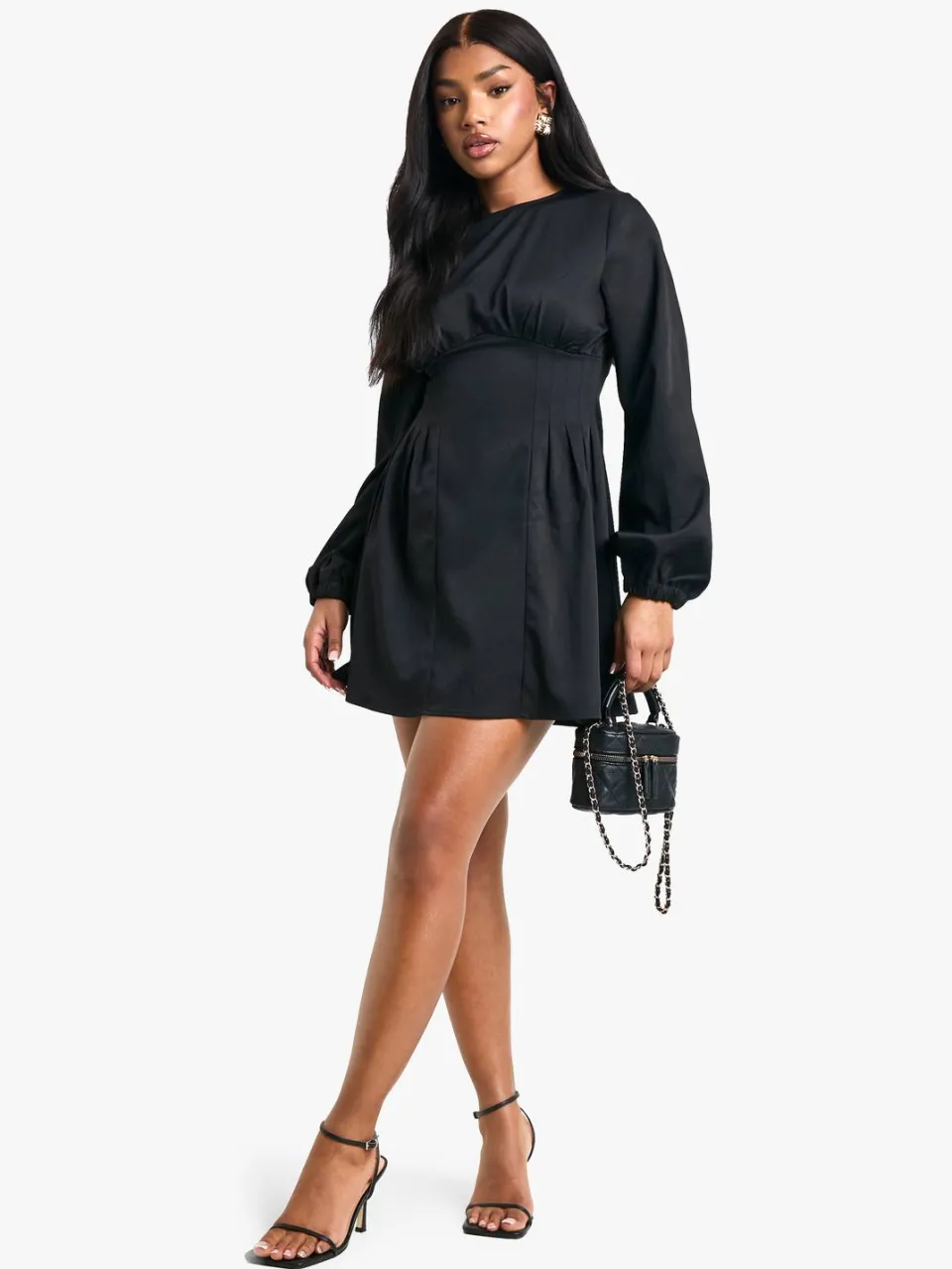 boohoo Dames Getailleerde Smock Minijurk zwart, foto 2