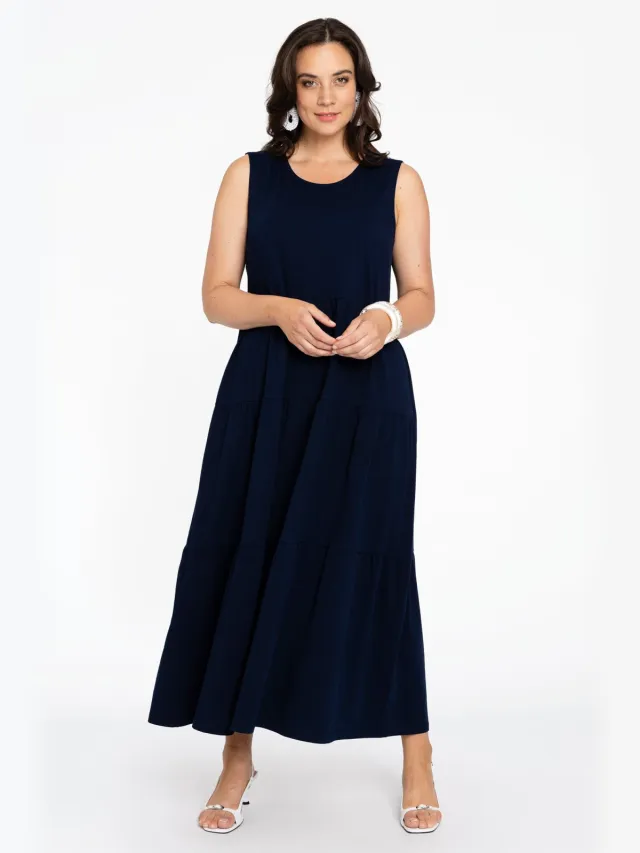 Yoek Jurk met ruches | Blauw