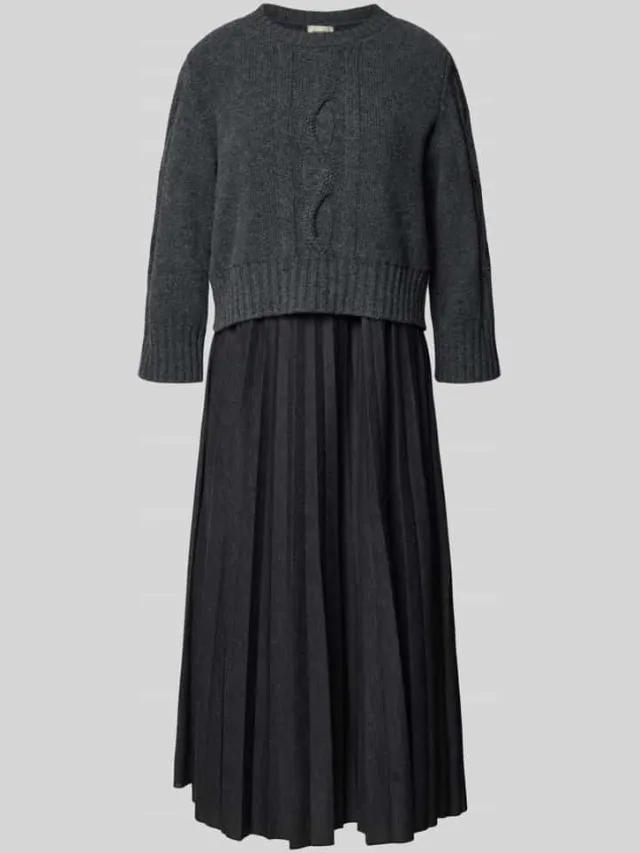 Max Mara Vrijetijdsjurk in A-lijn in plissé-look antraciet, foto 2