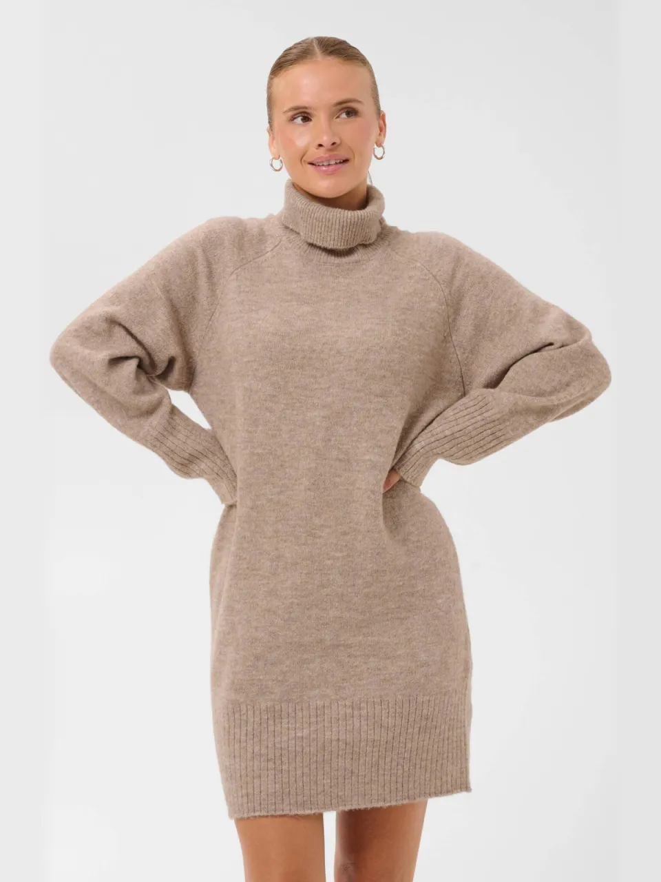 Kaffe gebreide coljurk met wol - beige, foto 5