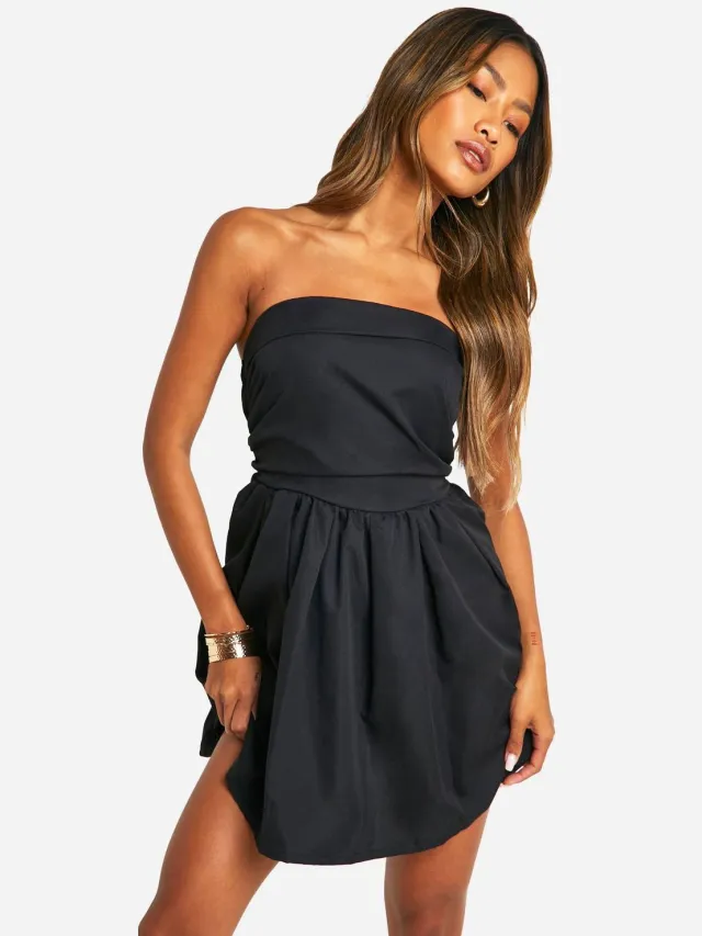 boohoo Dames Geruched Bandeau Mini Jurk Zwart