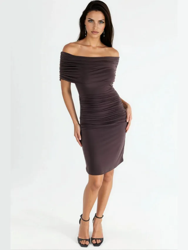 Hiccup Strapless Bodycon Sandy Mini-jurk Bruin