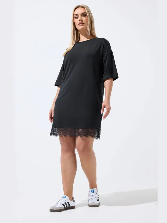 Limited Collection Zwarte Minijurk Met Kanten Afwerking Black