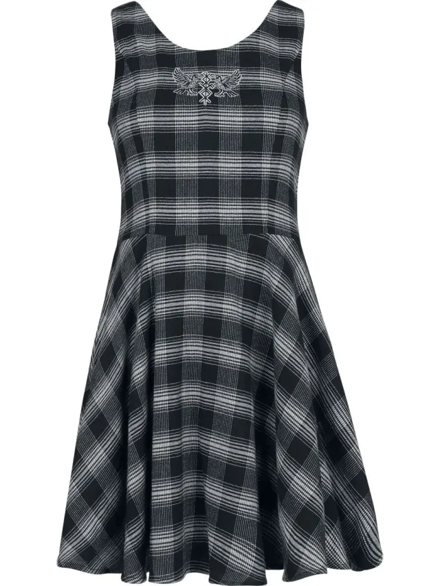 Black Premium by EMP kort zwart jurkje met ruitpatroon - Dames