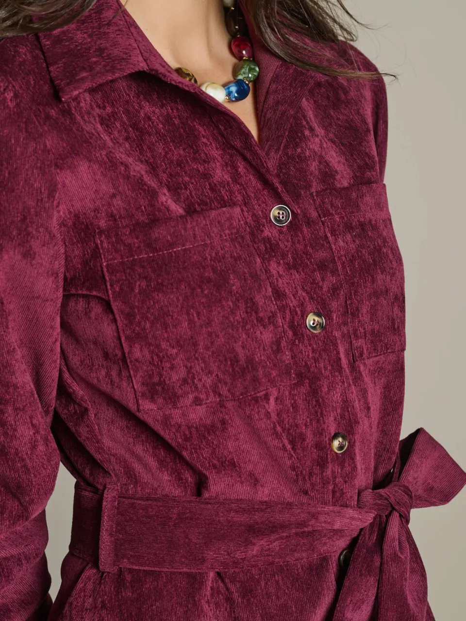 LOLALIZA fluwelen midi blousejurk - aubergine, foto 6