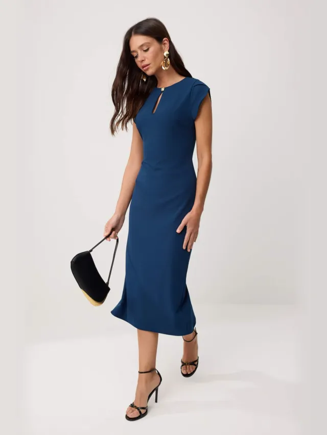 Trendyol TRENDYOLMİLLA Dames Groen Effen Midi Kort Bodycon Jurken