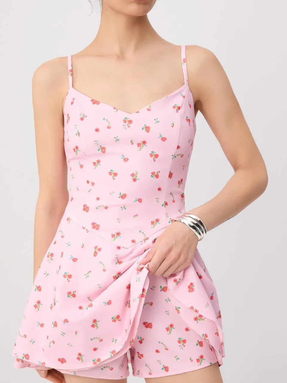 Trendyol TRENDYOLMİLLA Dames Roze Stippen Kort / Mini Mouwloos Skater Jurken, foto 2